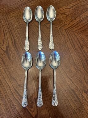 Reed & Barton QUEENS GARDEN‎ Floral Stainless 6 pc Tablespoons Flatware